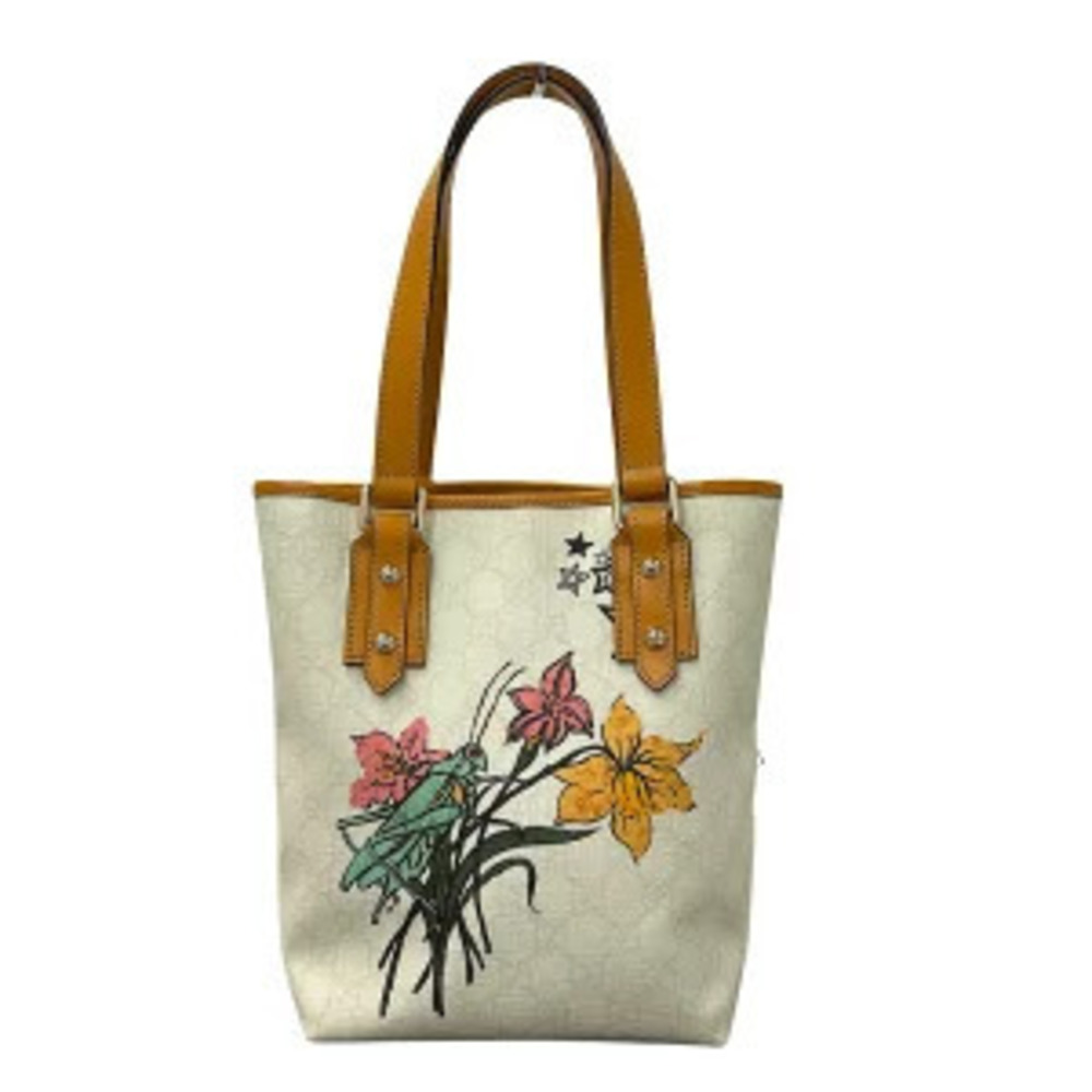 Gucci Bag GG Plus Handbag White Orange Gras shopper Flower